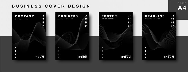 Set di business cover design con linee ondulate