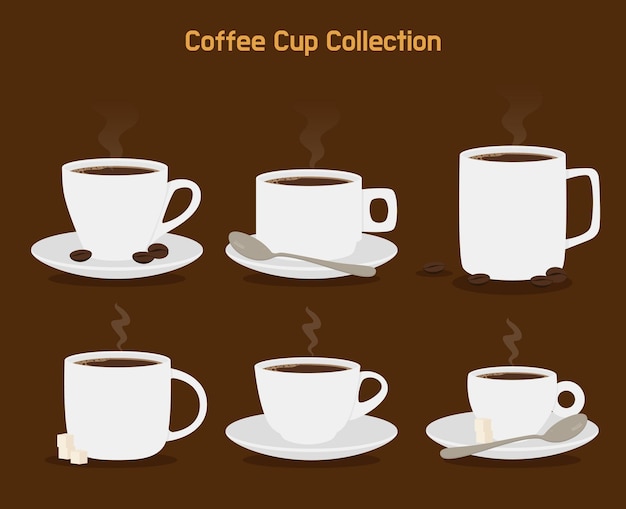 Set di caffè in stile piatto Diversi tipi di caffè Illustrazione vettoriale