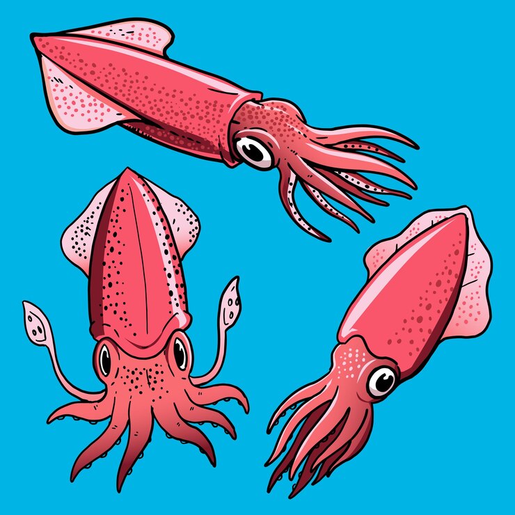 Vettore set di calamari per vettore premium
