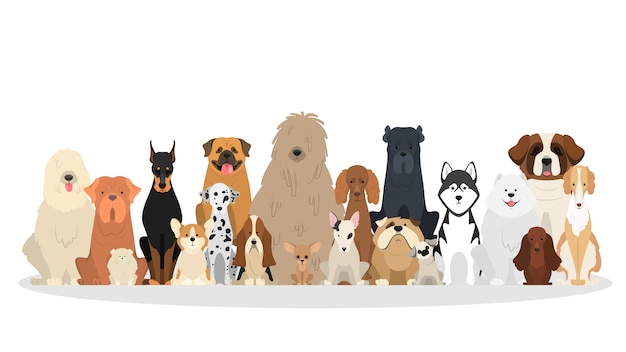 Set di cani. Collezione di cani di varie razze