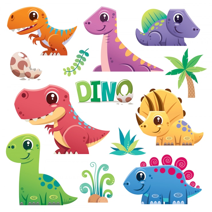 Vettore set di caratteri del dinosauro del fumetto