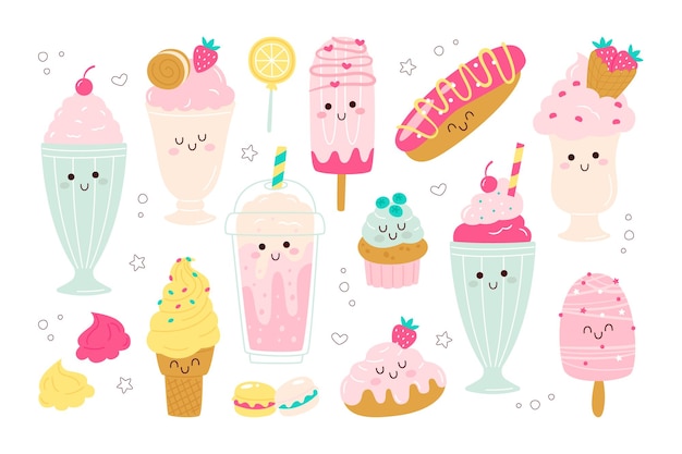 Set di caratteri per il dessert milkshake