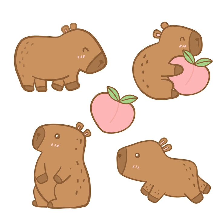 Set di caricature caricature di Capybara