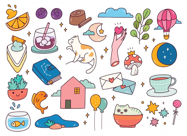 Set di carino doodle illustrazione