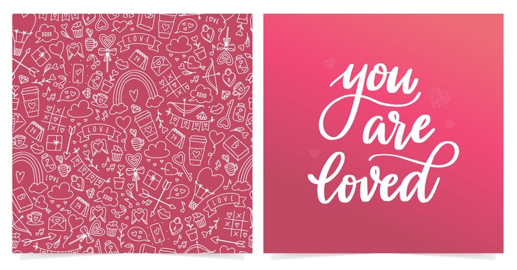 Set di carta di San Valentino e reticolo senza giunte