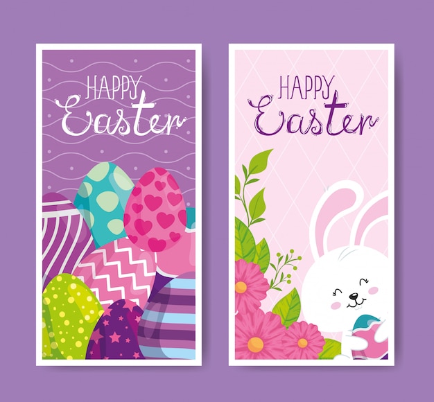 Set di carte di buona Pasqua con decorazione carina