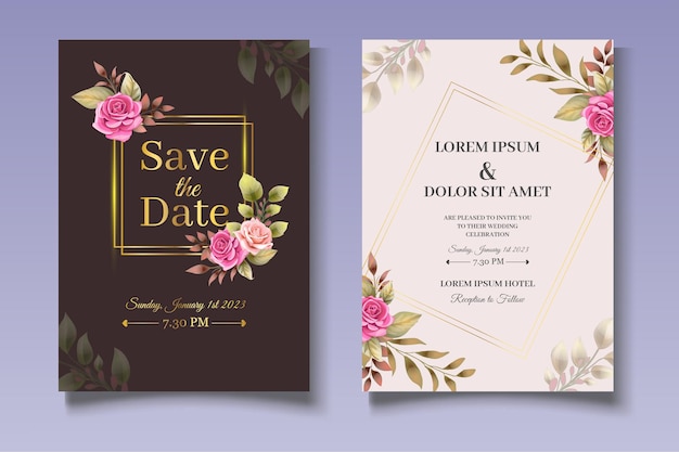 set di carte di invito matrimonio floreale elegante