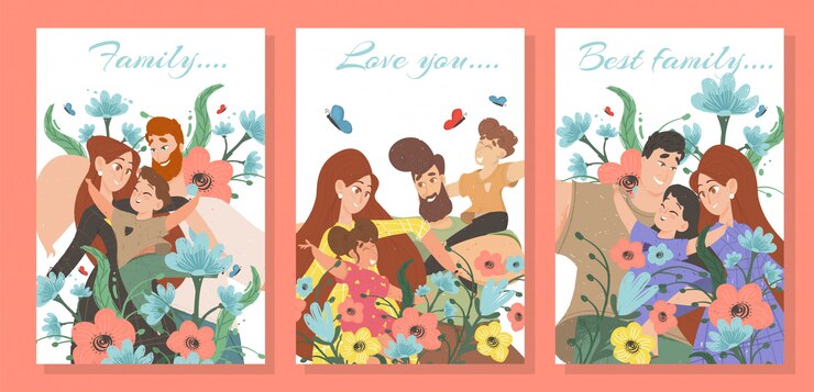 Set di carte familiari felici