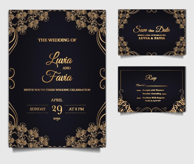 Set di carte invito matrimonio elegante