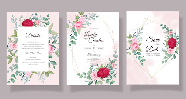 Set di carte invito matrimonio floreale bella fioritura