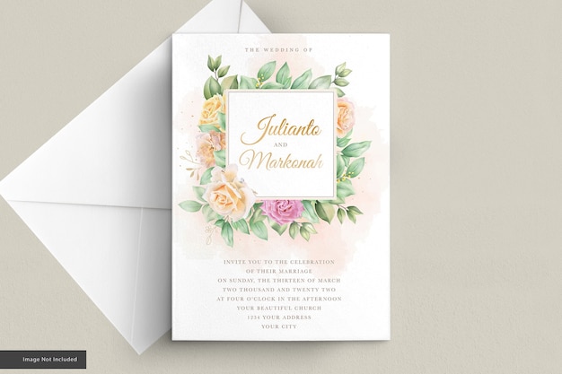 set di carte invito rose eleganti