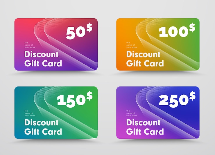Vettore set di carte regalo o sconto con sfumature morbide di colore.