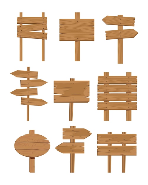 set di cartelli in legno collezione vintage