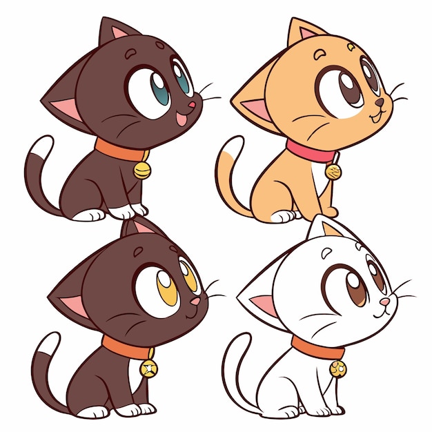 Set di cartoni animati di gattini adorabili