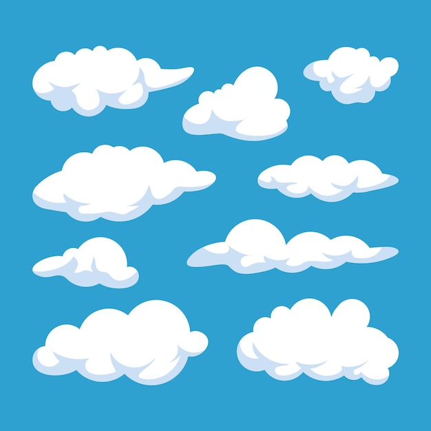 Set di Cartoon cloud illustrazione vettoriale Disegno di clipart grafico vettoriale cloud