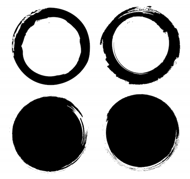 Set di cerchi di inchiostro nero grunge.