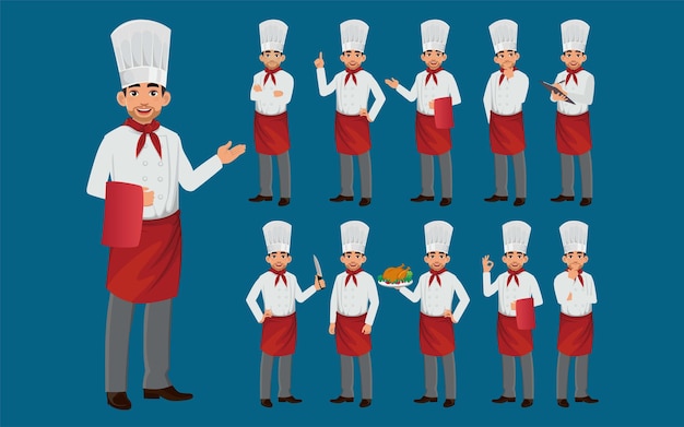 Set di chef con diverse pose