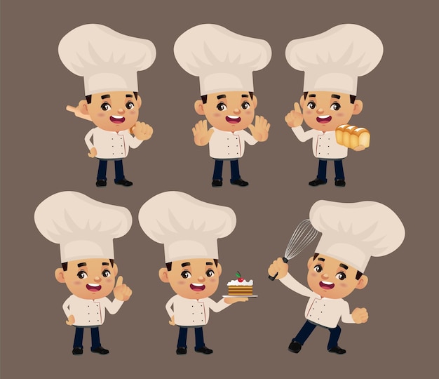 Set di chef con diverse pose