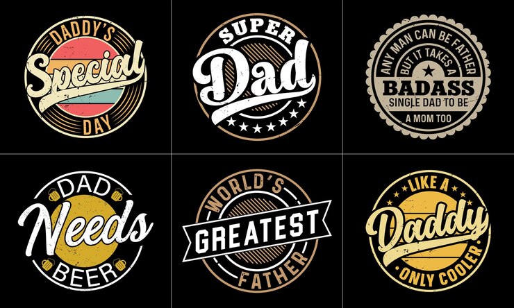 Set di citazioni per la festa del papà con badge vintage