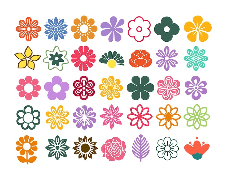 Vettore set di clipart di fiori colorati