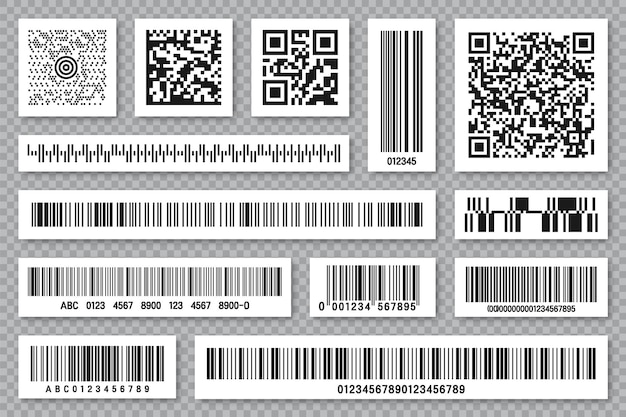 Set di codici a barre del prodotto e codici QR di identificazione codice di tracciamento numero di serie ID del prodotto con