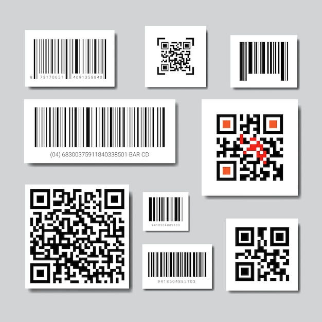 Set di codici a barre e Qr per la raccolta di icone di scansione