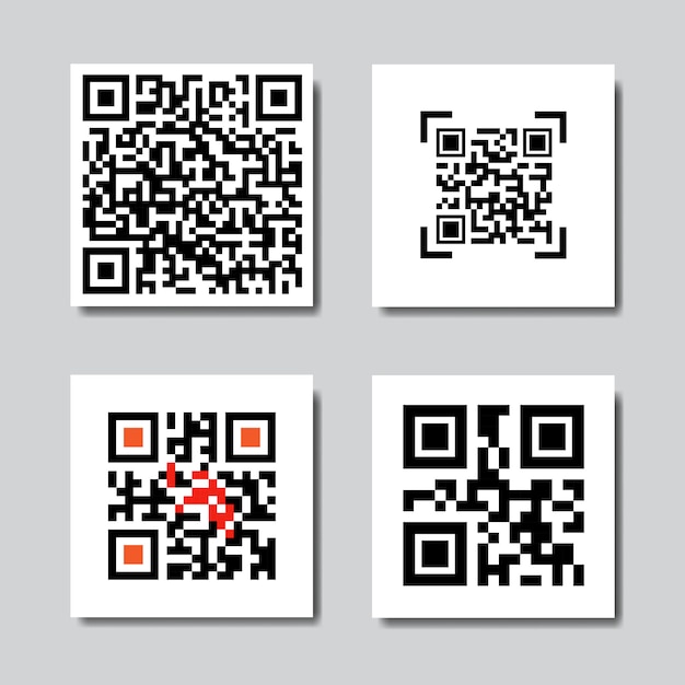 Set di codici Qr di esempio per icone di scansione per smartphone