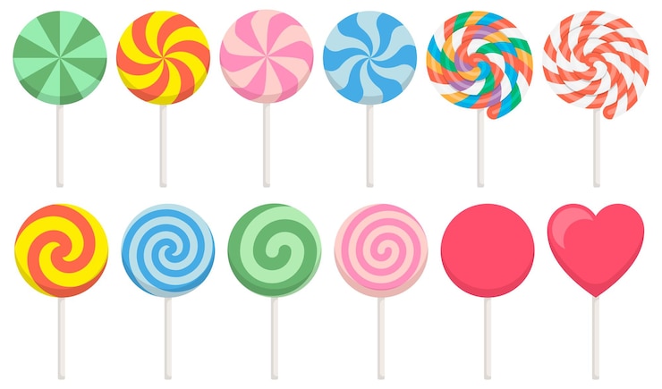 Vettore set di colorate caramelle dolci lecca-lecca illustrazione vettoriale