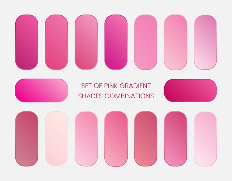 Vettore set di combinazioni di sfumature di gradiente rosa