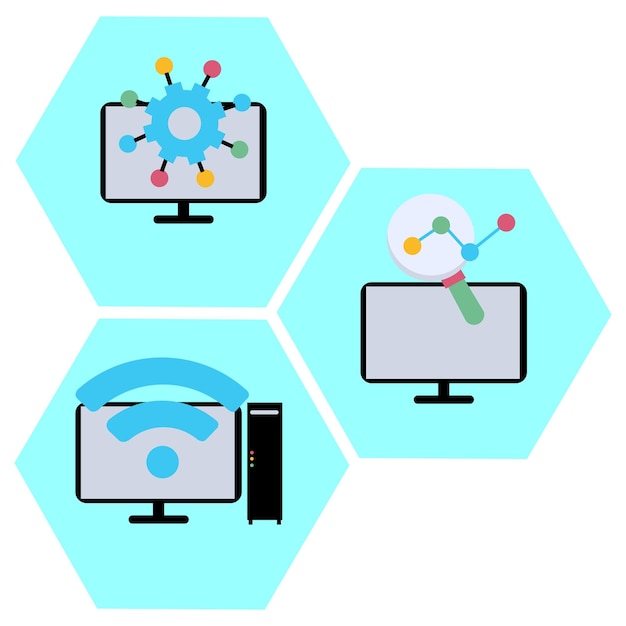 Set di computer con icona informatica