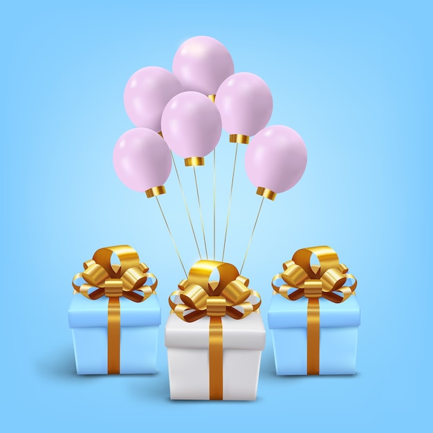 Set di confezione regalo con palloncini rosa per la celebrazione
