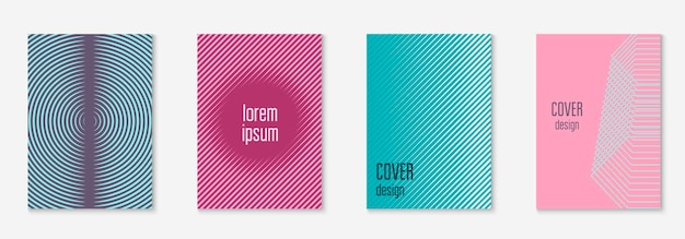 Set di copertine astratte Vettore minimale alla moda con sfumature di mezzitoni Modello geometrico futuro per volantini, brochure, poster e inviti Copertina colorata minimalista Illustrazione di forme astratte