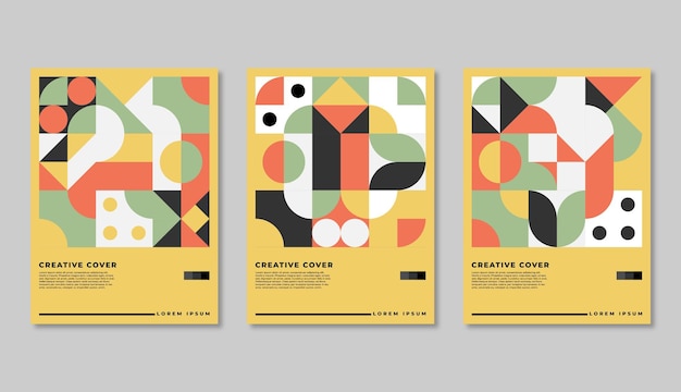 Set di copertine geometriche retrò Composizione di forme astratte Poster neo geometrico colorato