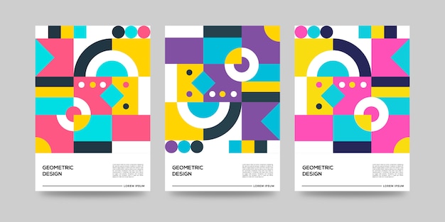 Set di copertine geometriche retrò set Premium