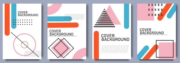 Set di copertine in stile Memphis Design geometrico sfondo astratto Copertina alla moda