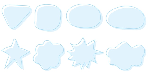 Set di cornici blu chiaro pastello freeformgeometrico sfondo bianco