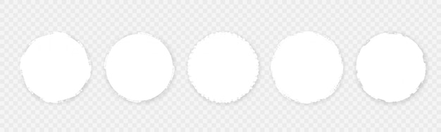 Set di cornici di cerchio bianco bordo grezzo grunge