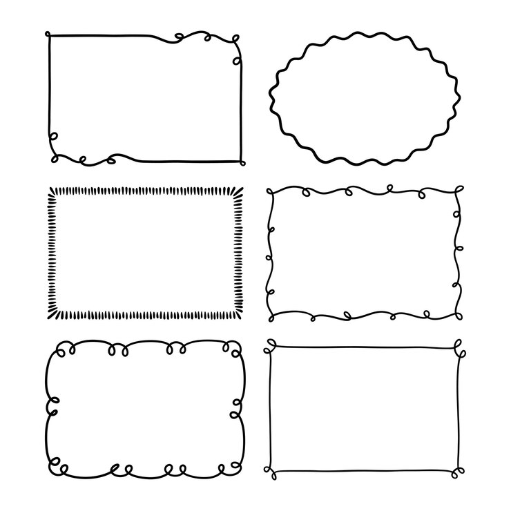 Set di cornici disegnate a mano vettoriale