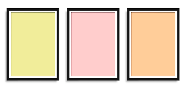 Set di cornici. Galleria di immagini con modello vuoto. Colori pastello per il design.