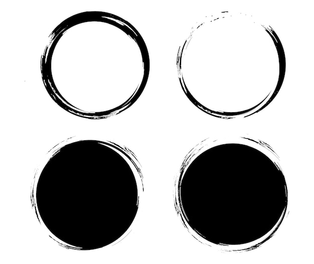 set di cornici in bianco e nero set di elementi disegnati a mano set di tratti a pennello template set di tratte a pennelli