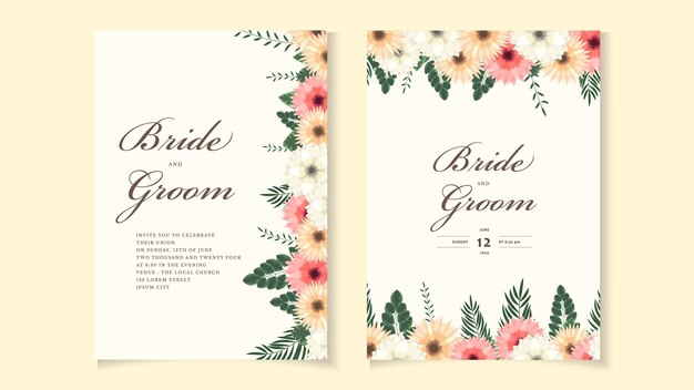 Set di cornici per biglietti di invito a nozze, fiori disegnati, foglie, rami, fogliame, ghirlande, fiori, ghirlande di erbe. Salva la data, RSVP e biglietti di ringraziamento, saluto sul design della copertina