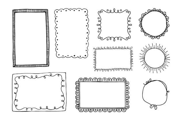 Set di cornici per scarabocchi disegnati a mano