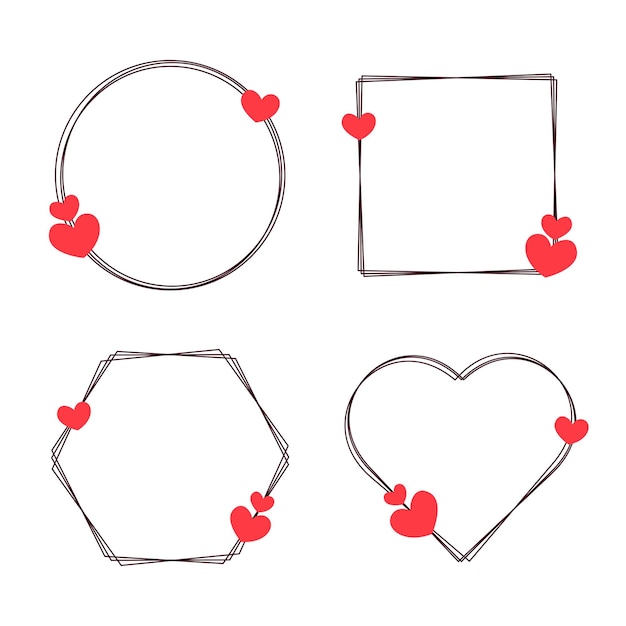 Set di cornici vettoriali con cuori