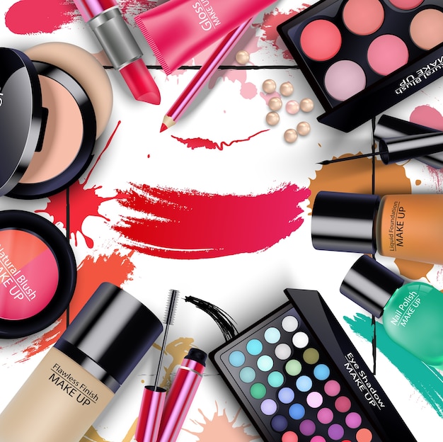 Set di cosmetici su sfondo isolato