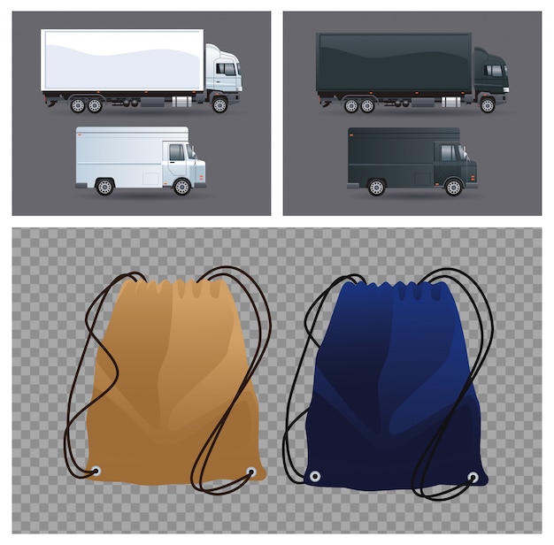 Set di coulisse, camion e furgoni