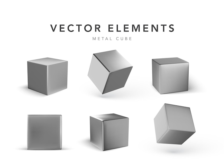 Vettore set di cubi con ombra isolata on white