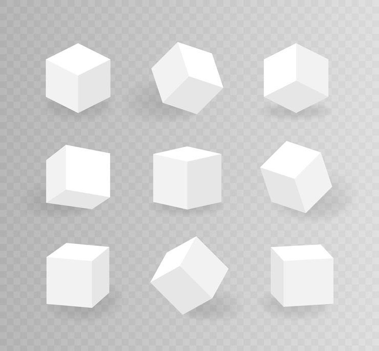 Vettore set di cubi di forma diversa cubo isometrico isolato su sfondo trasparente illustrazione vettoriale moderna