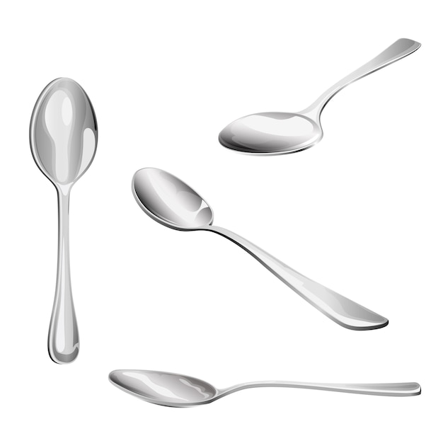 Set di cucchiai isolati su sfondo bianco, illustrazione.