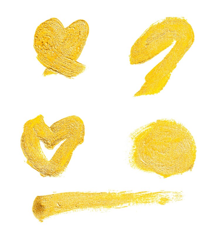 Set di cuori d'oro glamour