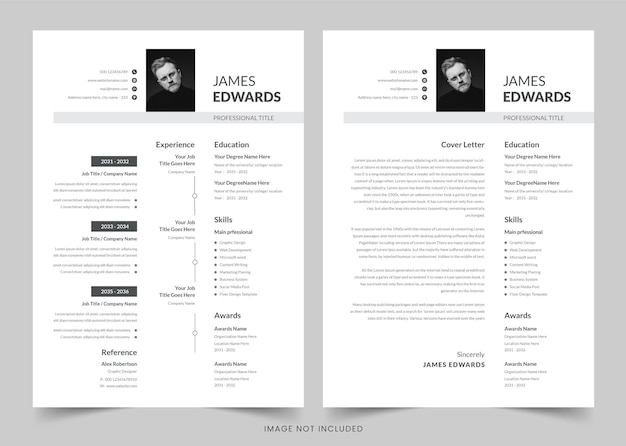 Set di curriculum minimalista e lettera di presentazione